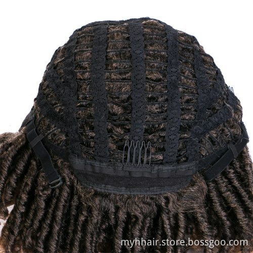 Black Burgundy Brown Synthetic Short Afro Wig High Temperature Fiber cosplay Ombre color Faux Locs Curly Hair Wig